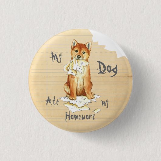 Mijn Shiba Inu Ate Mijn thuiswerk Ronde Button 3,2 Cm (Voorkant)