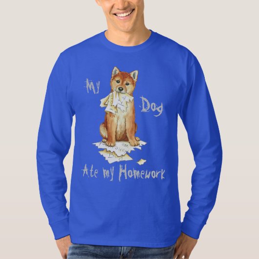 Mijn Shiba Inu Ate Mijn thuiswerk T-shirt (Voorkant)