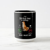 Mijn shiba inu belt | Humor Dog Gift Tweekleurige Koffiemok (Center)