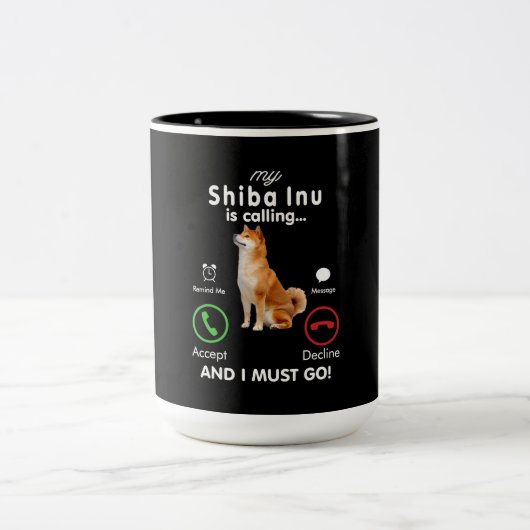 Mijn shiba inu belt | Humor Dog Gift Tweekleurige Koffiemok (Center)