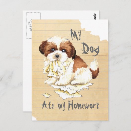 Mijn Shih Tzu Ate mijn thuiswerk Briefkaart (Voorkant / Achterkant)