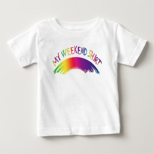 "Mijn Shirt in het weekend" met regenboog (Voorkant)
