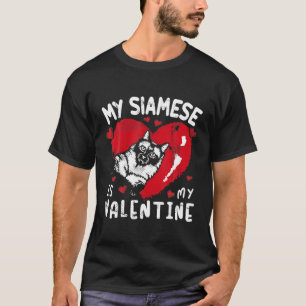 Mijn Siamese is mijn Valentijn Cat Lover Heart Val T-shirt