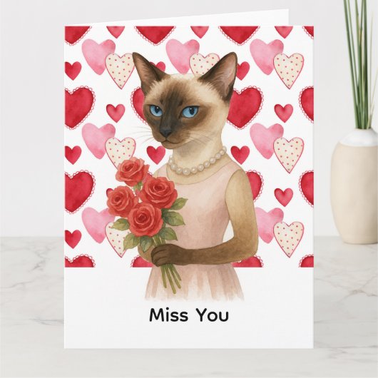 Mijn Siamese kattenmoeder met rozen mist je Kaart (Voorkant)