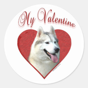 Mijn Siberische Husky Valentijn: Liefde Huskies Ronde Sticker