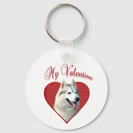 Mijn Siberische Husky Valentijn: Liefde Huskies Sleutelhanger (Voorkant)