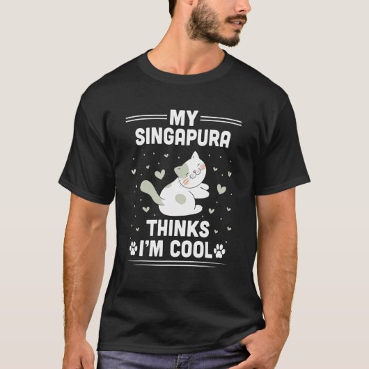 Mijn Singapura kat denkt dat ik cool ben Kat T-shirt (Voorkant)