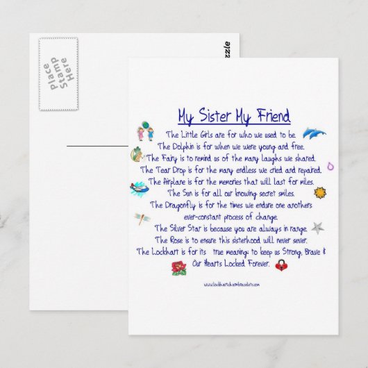 MIJN SISTER Mijn vriendengedicht met grafische kaa Briefkaart (Voorkant / Achterkant)