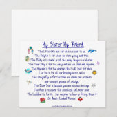 MIJN SISTER Mijn vriendengedicht met grafische kaa Kaart (Voorkant / Achterkant)