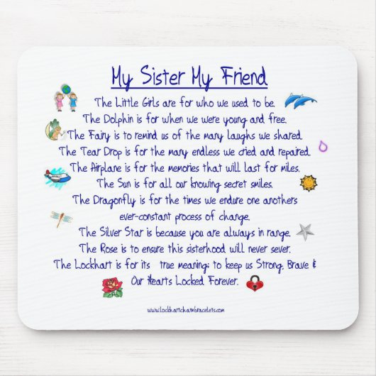 MIJN SISTER Mijn vriendengedicht met grafische kaa Muismat (Voorkant)