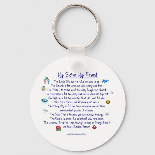 MIJN SISTER Mijn vriendengedicht met grafische kaa Sleutelhanger (Voorkant)