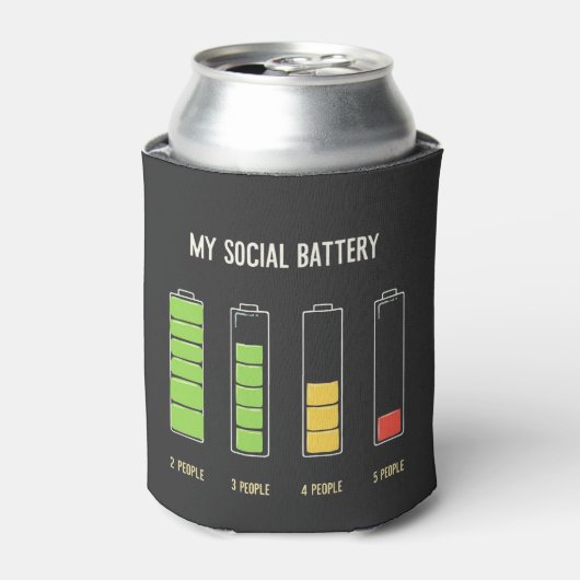 Mijn sociale batterij introvert sociale Humor Blikjeskoeler (Blikje Voorkant)