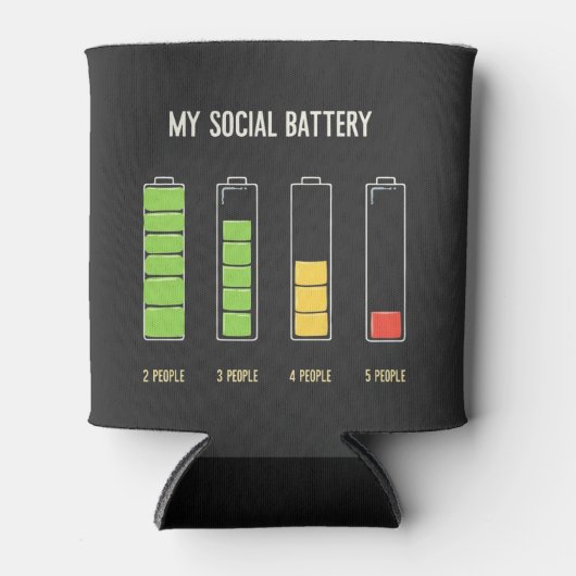 Mijn sociale batterij introvert sociale Humor Blikjeskoeler (Voorkant)