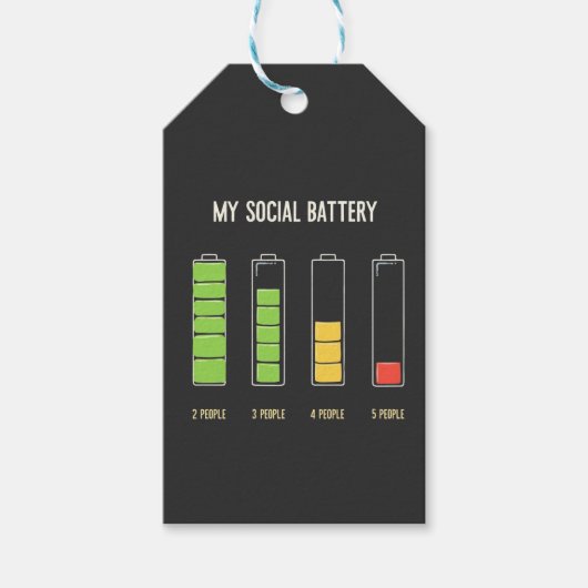 Mijn sociale batterij introvert sociale Humor Cadeaulabel (Voorkant)
