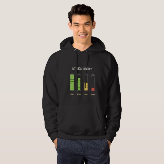 Mijn sociale batterij introvert sociale Humor Hoodie (Voorkant volledig)