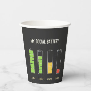 Mijn sociale batterij introvert sociale Humor Papieren Bekers