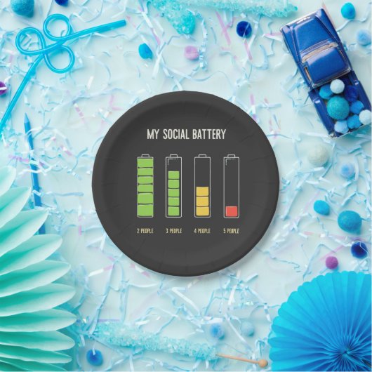 Mijn sociale batterij introvert sociale Humor Papieren Bordje (Feest)