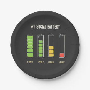Mijn sociale batterij introvert sociale Humor Papieren Bordje