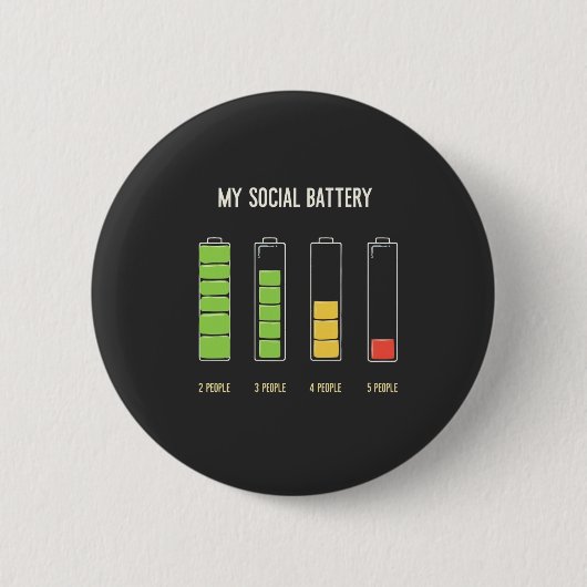 Mijn sociale batterij introvert sociale Humor Ronde Button 5,7 Cm (Voorkant)