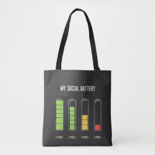 Mijn sociale batterij introvert sociale Humor Tote Bag