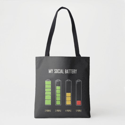 Mijn sociale batterij introvert sociale Humor Tote Bag (Voorkant)