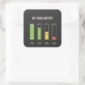 Mijn sociale batterij introvert sociale Humor Vierkante Sticker (Tas)