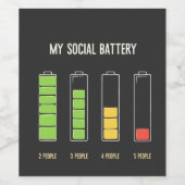 Mijn sociale batterij introvert sociale Humor Wijn Etiket (Enkel label)
