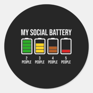 Mijn sociale batterij lage energie asociaal ronde sticker