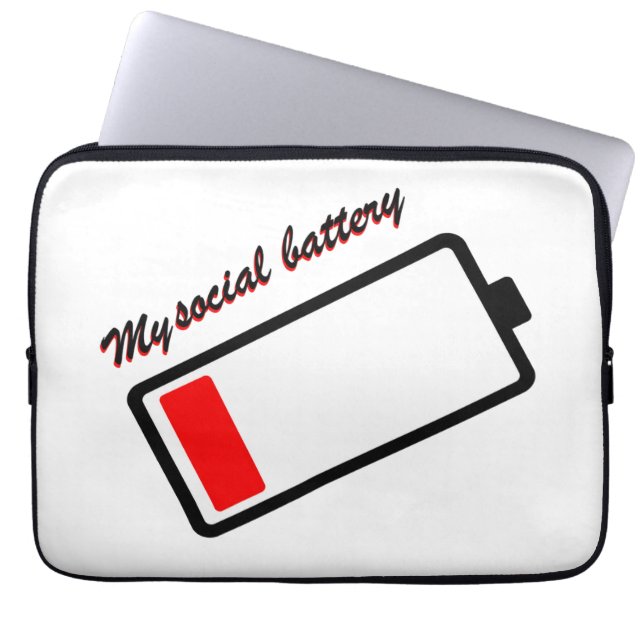 Mijn sociale batterij laptop sleeve (Voorkant)