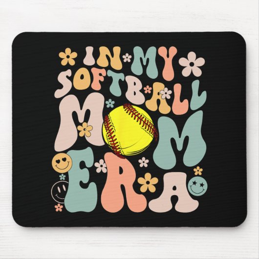 Mijn Softbal Moeder Era Moeder Groovy Life Game Da Muismat (Voorkant)