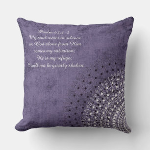 Mijn sol wacht op Psalm Paars Doily Pillow Kussen