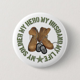 Mijn Soldaat Mijn Hero Mijn Husband MyLife Ronde Button 5,7 Cm