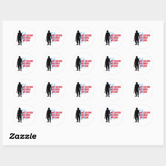 Mijn Soldaat, Mijn Hero, mijn zoon Ronde Sticker (Vel)
