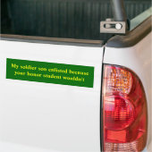 Mijn soldaatzoon heeft zich aangemeld omdat je eer bumpersticker (Op Truck)