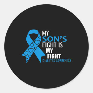 Mijn Sons Fight is mijn Diabetes Type 1 Ronde Sticker