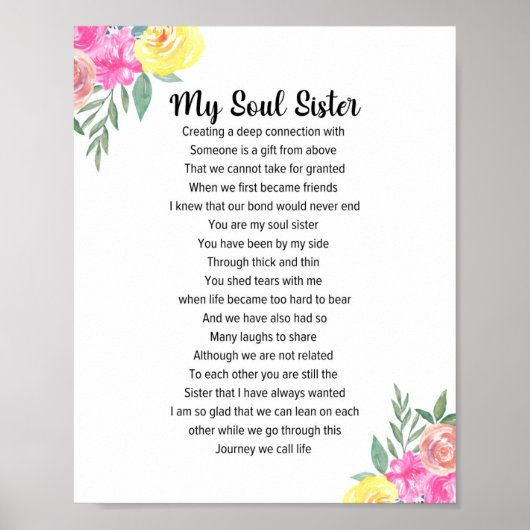 Mijn Soul Sister Poem Poster (Voorkant)