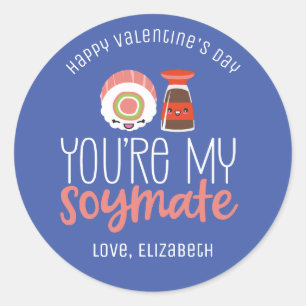 Mijn Soymaat Funny Food Pun Cute Valentijnsdag Ronde Sticker