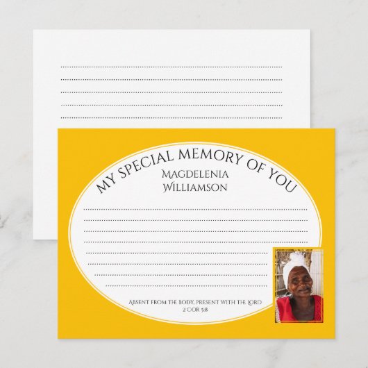 MIJN SPECIALE GEHEUGEN VAN U Foto Share Memory Car Briefkaart (Voorkant / Achterkant)