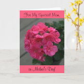 Mijn Speciale Moeder Roos Geranium Moederdag Kaart (Gele Bloem)