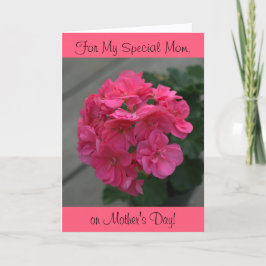 Mijn Speciale Moeder Roos Geranium Moederdag Kaart