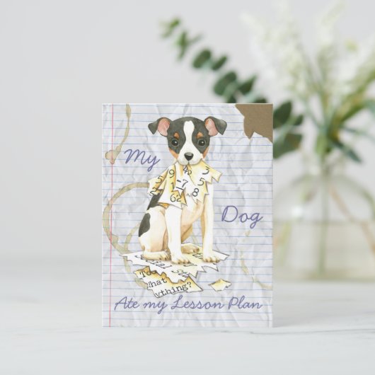 Mijn Speelgoed Fox Terrier Ate mijn Lesson Plan Briefkaart (Staand voorkant)