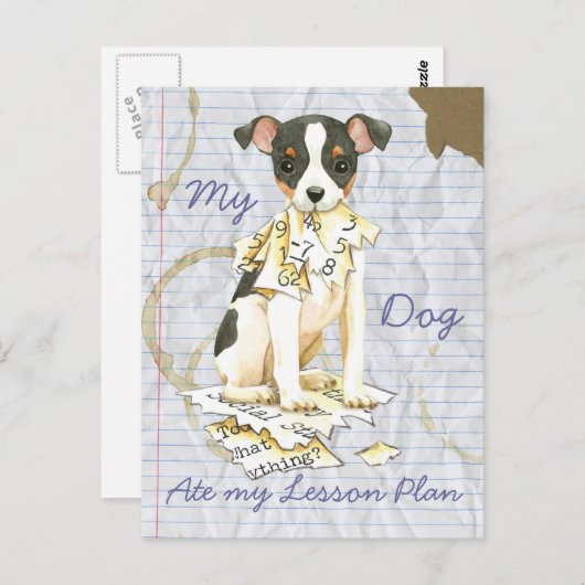 Mijn Speelgoed Fox Terrier Ate mijn Lesson Plan Briefkaart (Voorkant / Achterkant)