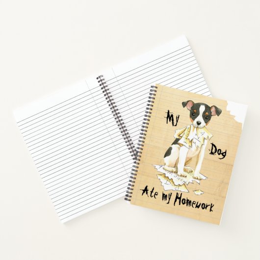 Mijn Speelgoed Fox Terrier Ate Mijn thuiswerk Notitieboek (Binnen)