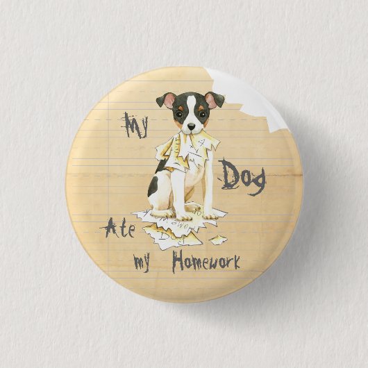 Mijn Speelgoed Fox Terrier Ate mijn thuiswerk Ronde Button 3,2 Cm (Voorkant)