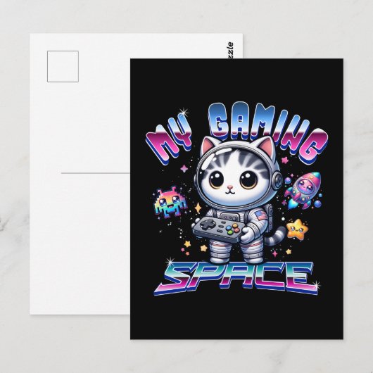 MIJN SPEELRUIMTE - KAWAII SPACE CAT BRIEFKAART (Voorkant / Achterkant)