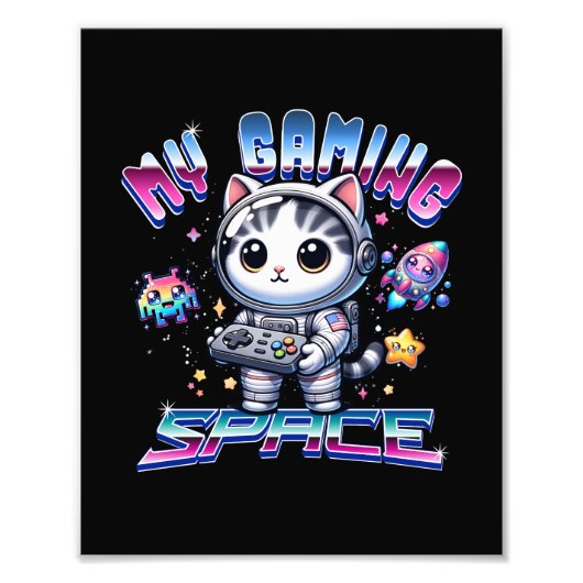 MIJN SPEELRUIMTE - KAWAII SPACE CAT FOTO AFDRUK (Voorkant)