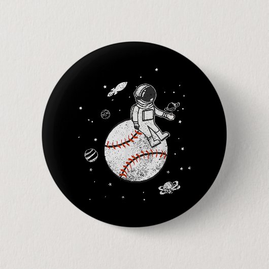 Mijn spel is uit deze wereld! Baseball Spaceman Ronde Button 5,7 Cm (Voorkant)