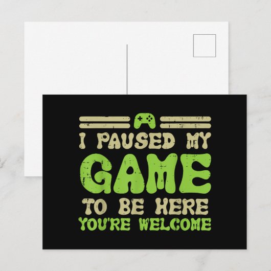 Mijn spel werd hier gepauzeerd grappige videokamer briefkaart (Voorkant / Achterkant)