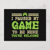 Mijn spel werd hier gepauzeerd grappige videokamer briefkaart (Voorkant)