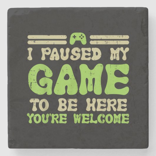 Mijn spel werd hier gepauzeerd grappige videokamer stenen onderzetter (Voorkant)